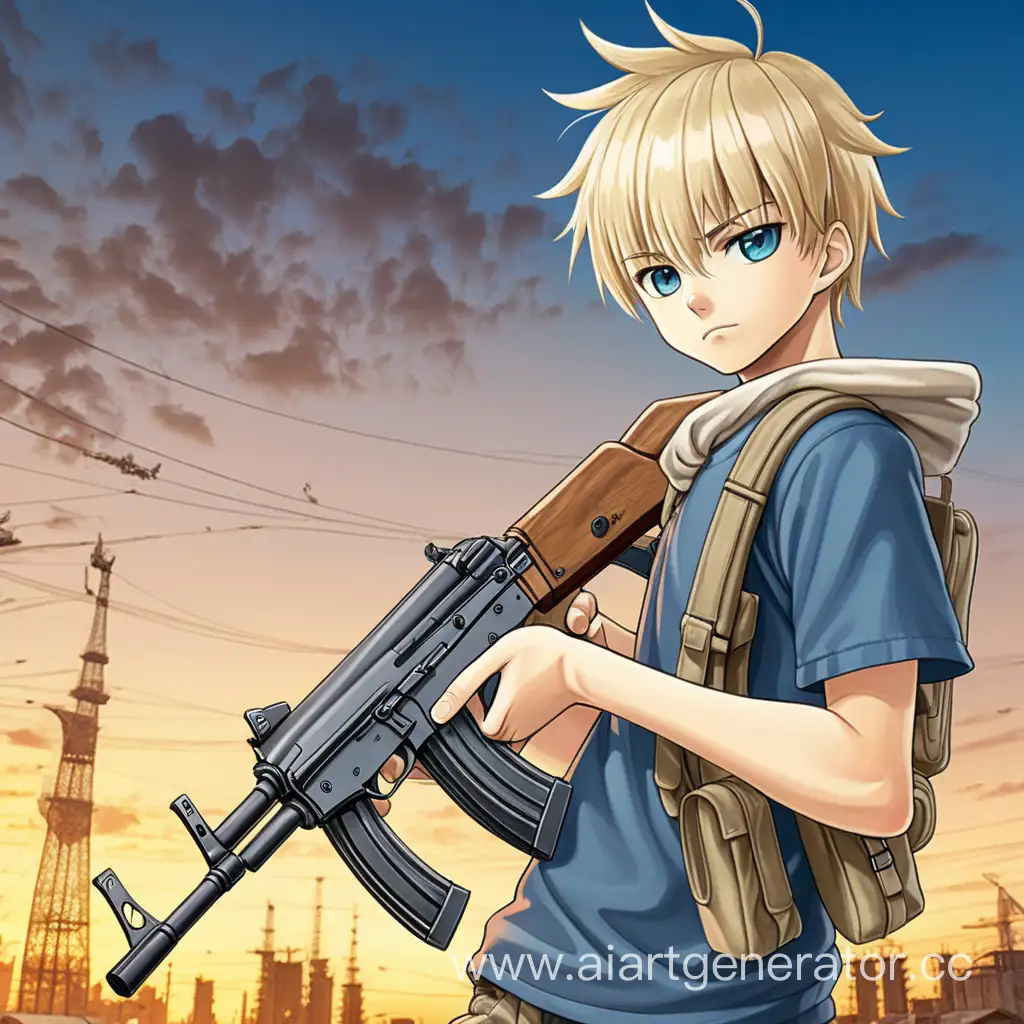 Anime-Boy-with-Fair-Hair-and-AK47-in-Action