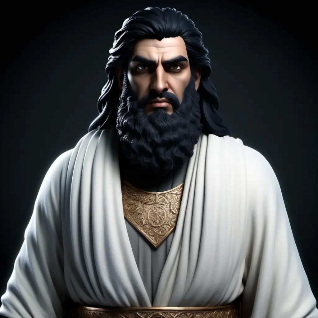 Realistic Depiction of ShavedHaired Biblical Character Aram