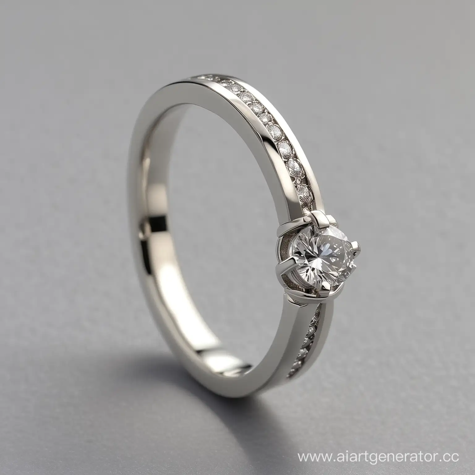 кольцо без фона, из серебра с бриллиантом