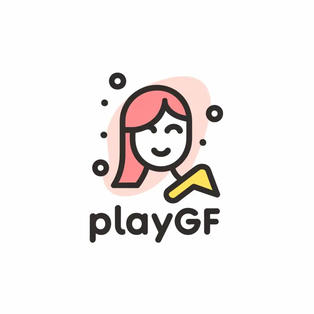 a logo design,with the text "playgf", main symbol:Girls Chat Rooms,Minimalistic,clear background