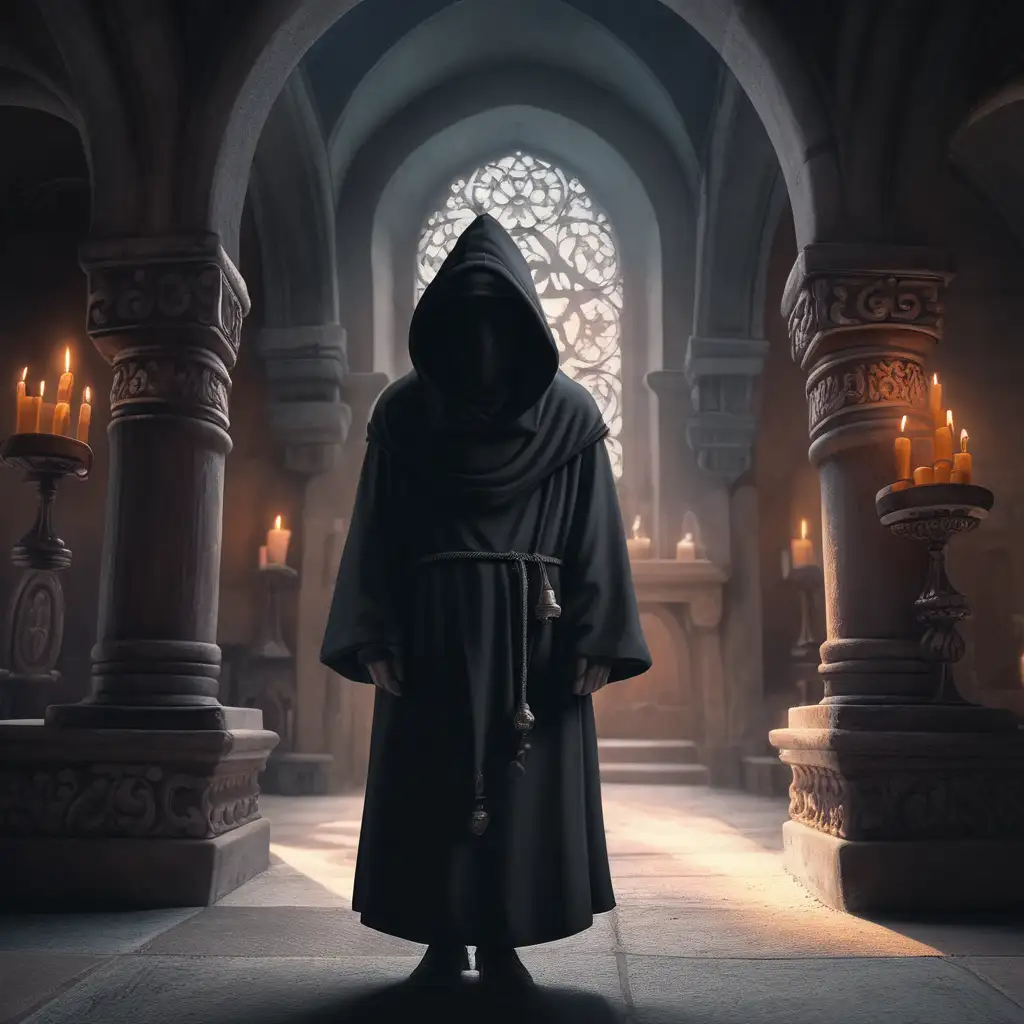 Mystical and Cozy Hooded Monk in a Monastery | MUSE AI