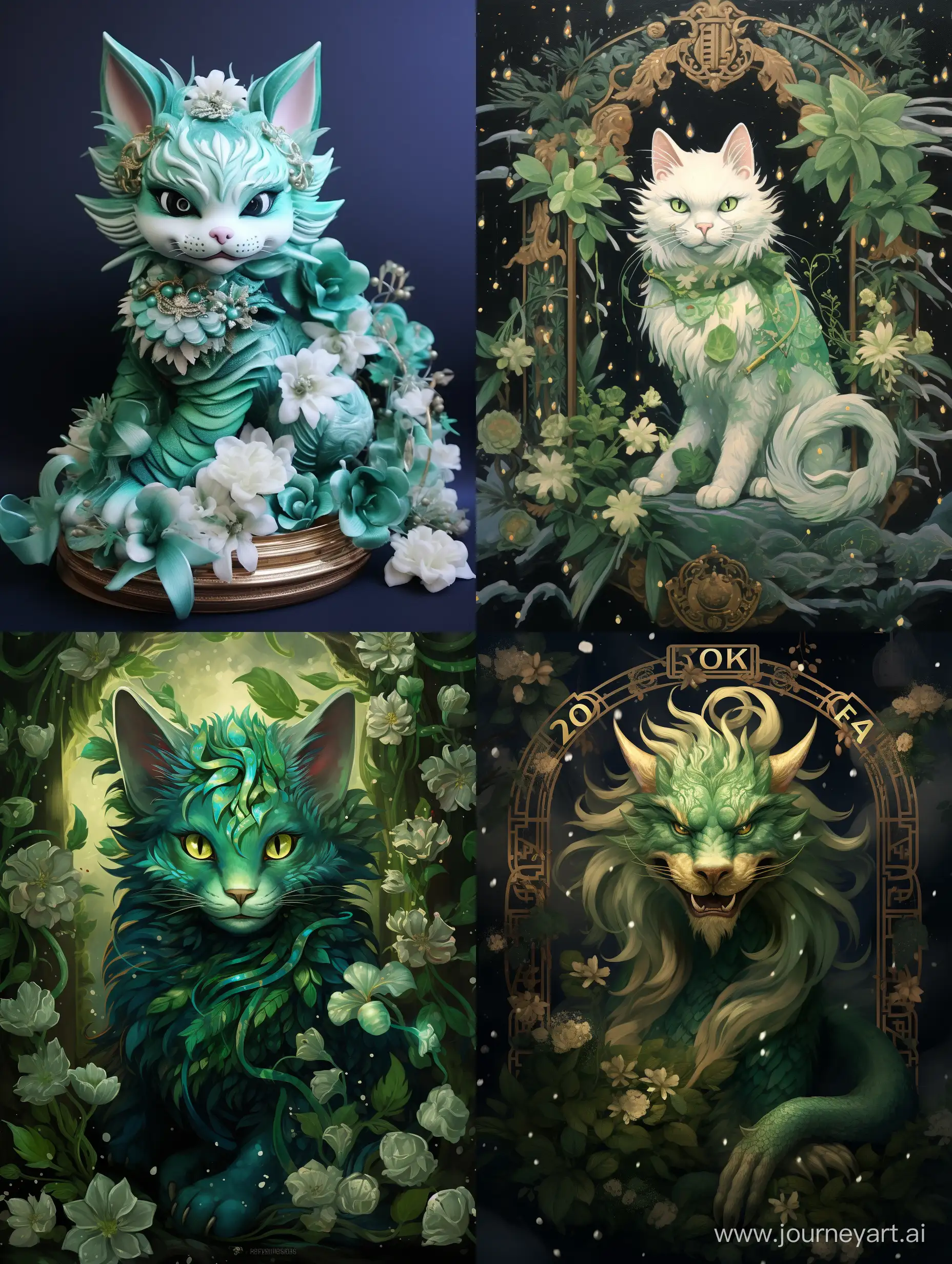 Зеленый новогодний кото-дракон