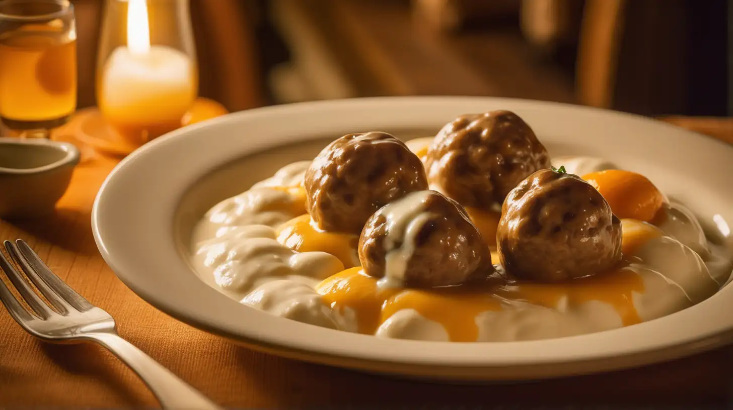 Biblical Era Scene Meatballs in Milk and Yogurt Sauce at an Inn