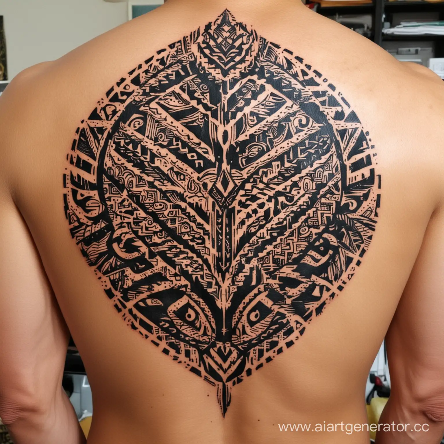 Polynesian-Style-Back-Tattoo-Intricate-Tribal-Design