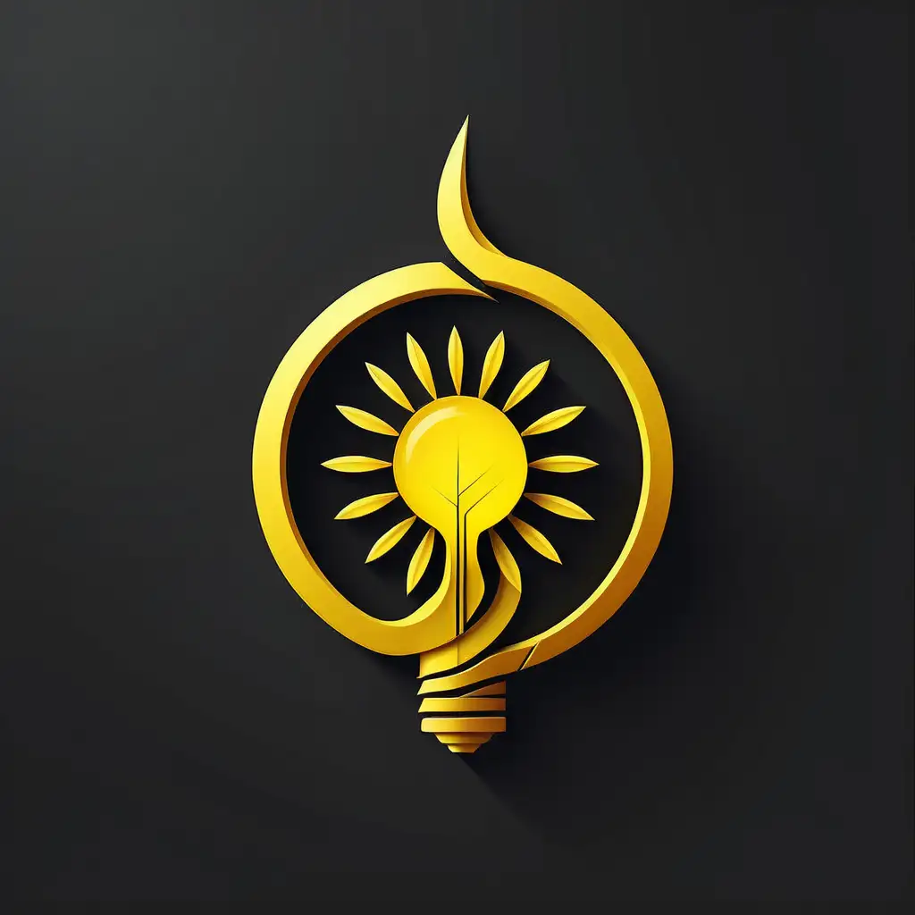 futuristic renewable energy yellow logo, minimalist design, no text,