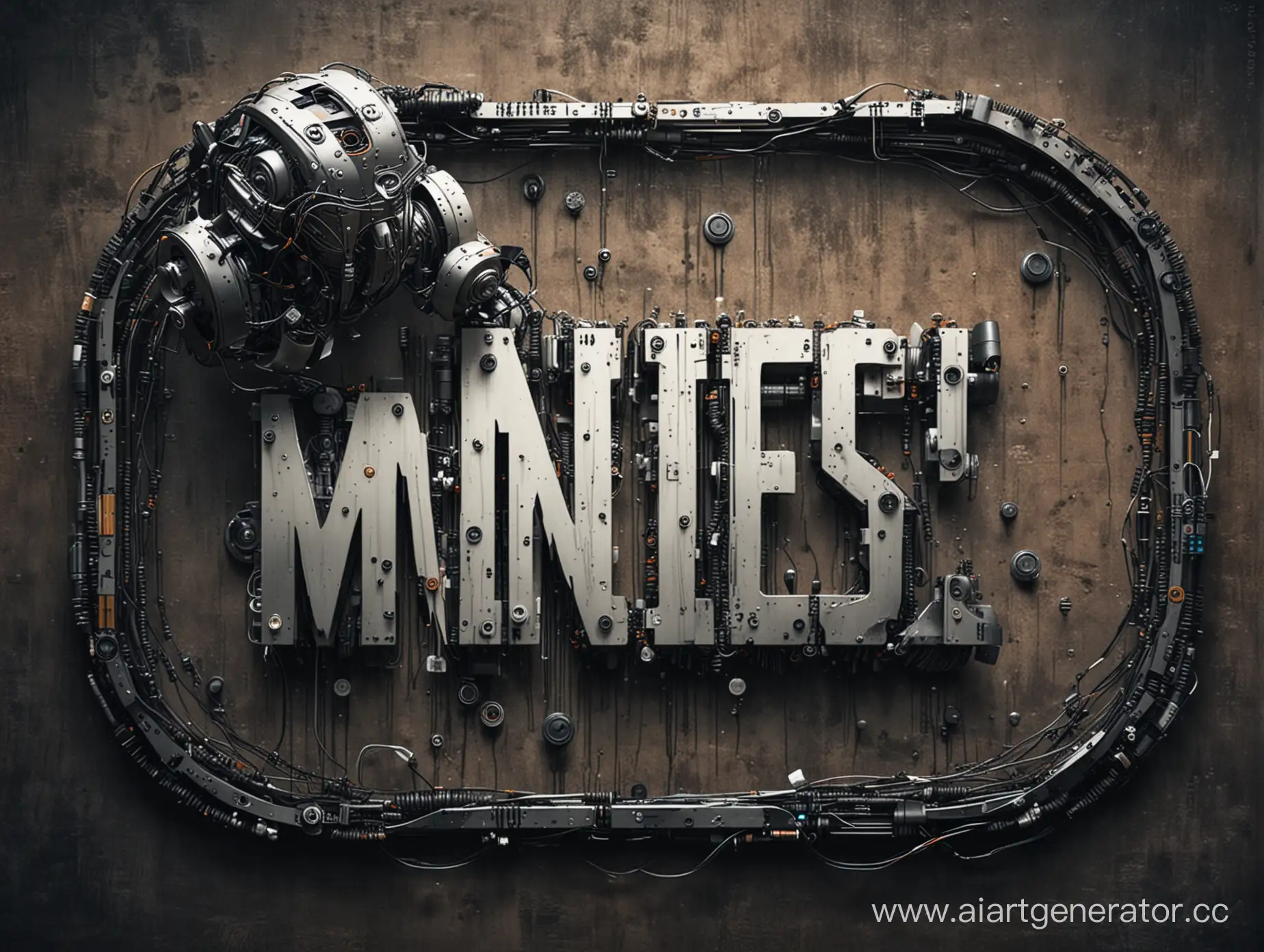 Artificial intelligence, robot, text: Mines AI