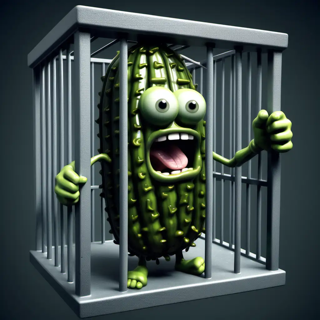 Hilarious 3D Scene Pickle in Jail Comedy