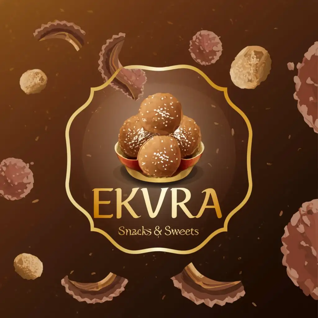 a logo design,with the text "Ekvira Snacks & Sweets", main symbol:Ladoo,Moderate,clear background
