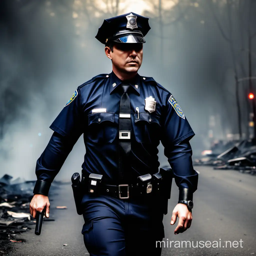 Police Officer in Purgatory Ethereal Law Enforcement Confronting the Unknown