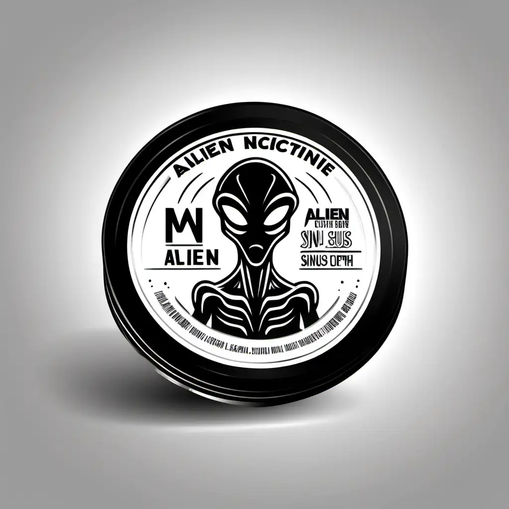 Alien Nicotine Pouch Snus Minimalist Line Art in High Contrast Black and White