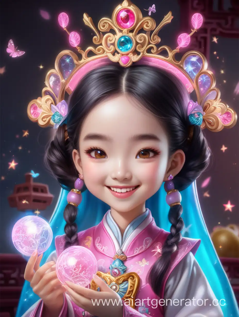 beautiful magic toys with a smiling Chinese princess from wonderland 