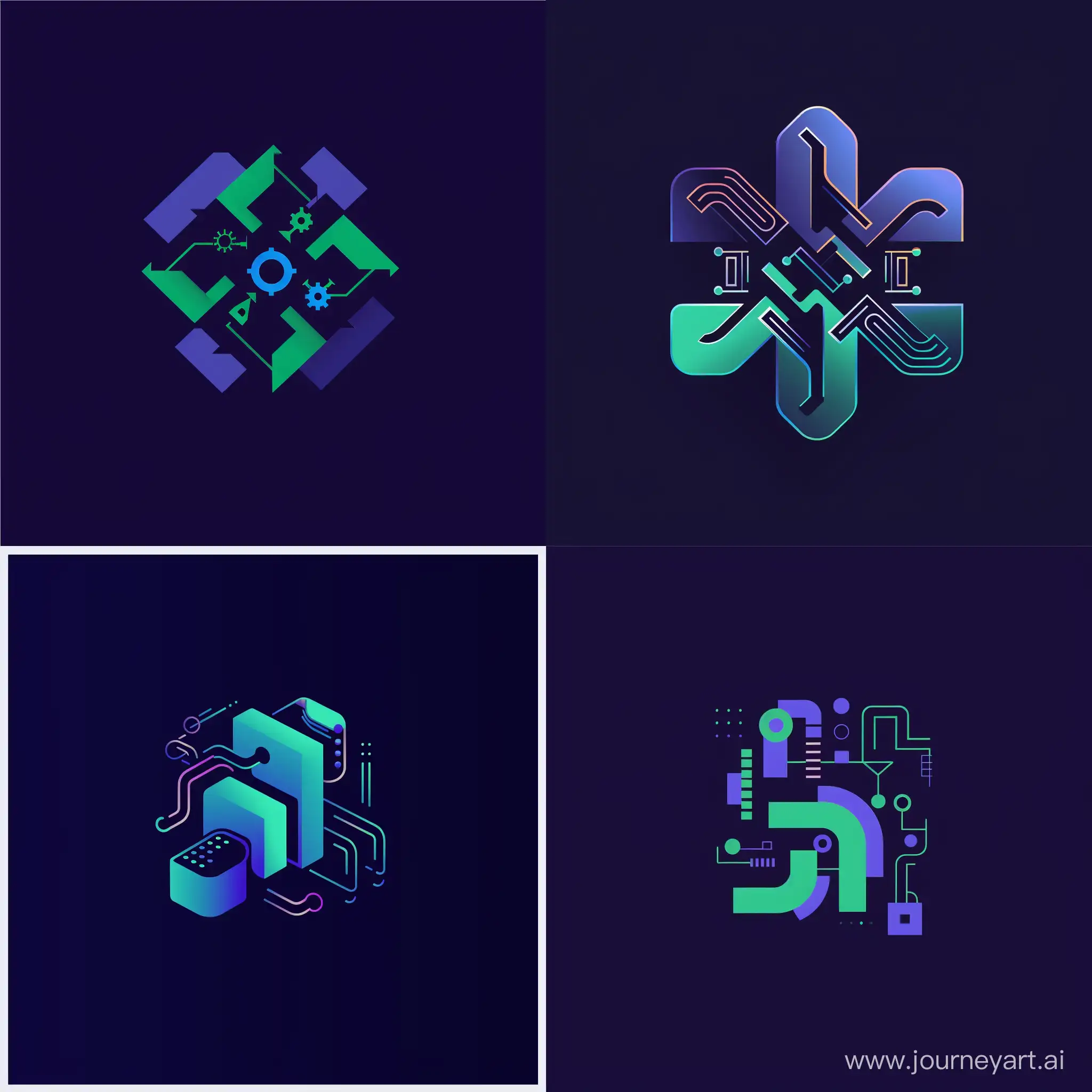 Логотип для "Технопарк высоких технологий" с использованием темно синего , фиолетового зеленого цветов, темы:проектирование,инжениринг,технологии, 
