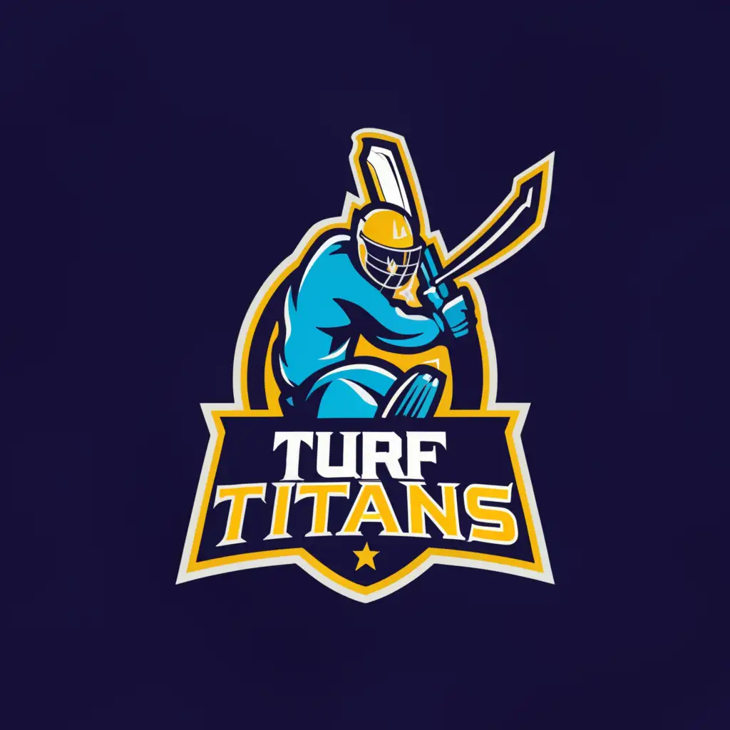 a logo design,with the text "Turf Titans", main symbol:Worrier Cricket,Moderate,be used in Sports Fitness industry,clear background