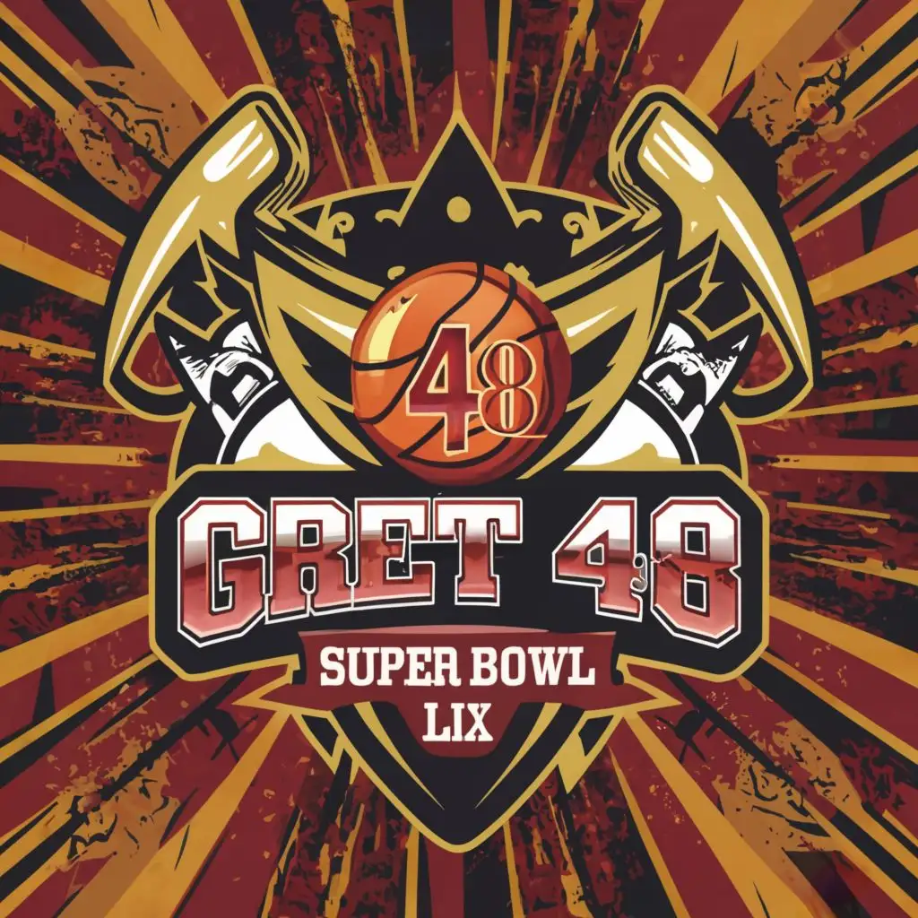 logo, Shootout, Basketball, Red, Gold, with the text "Great 48 Super Bowl LIX", typography, be used in Sports Fitness industry
