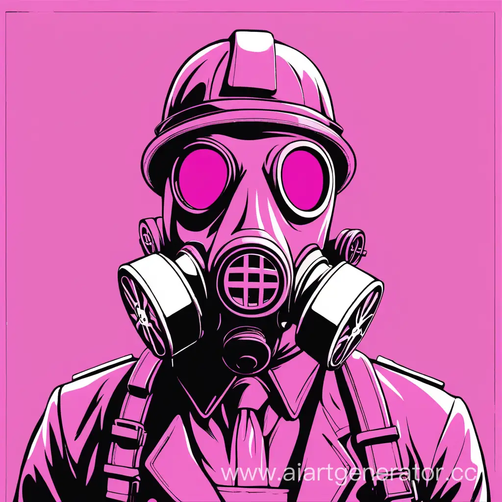 Pink man in a gas mask