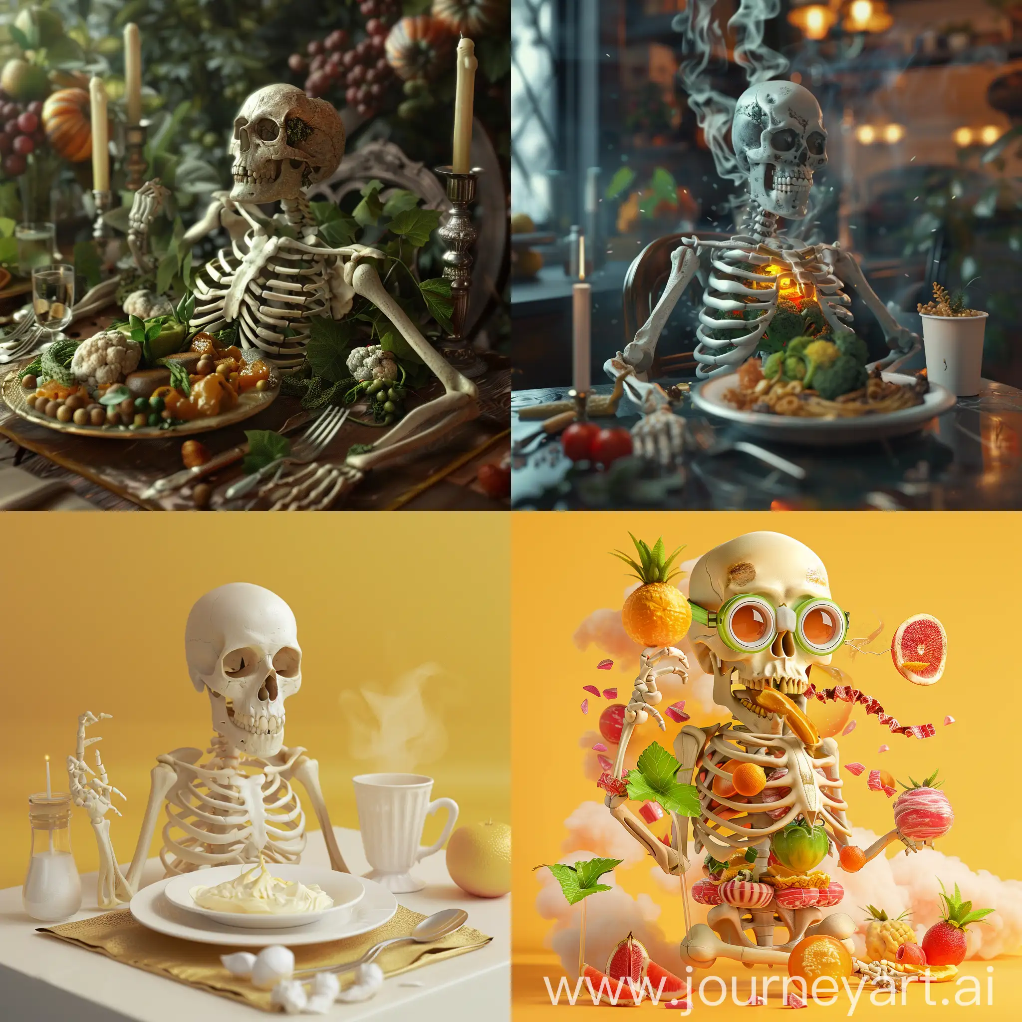 The skeleton of a meal :: 3D animation