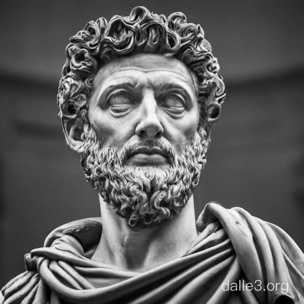 Stoic Portrait of Marcus Aurelius in Monochrome Elegance | Dalle3 AI