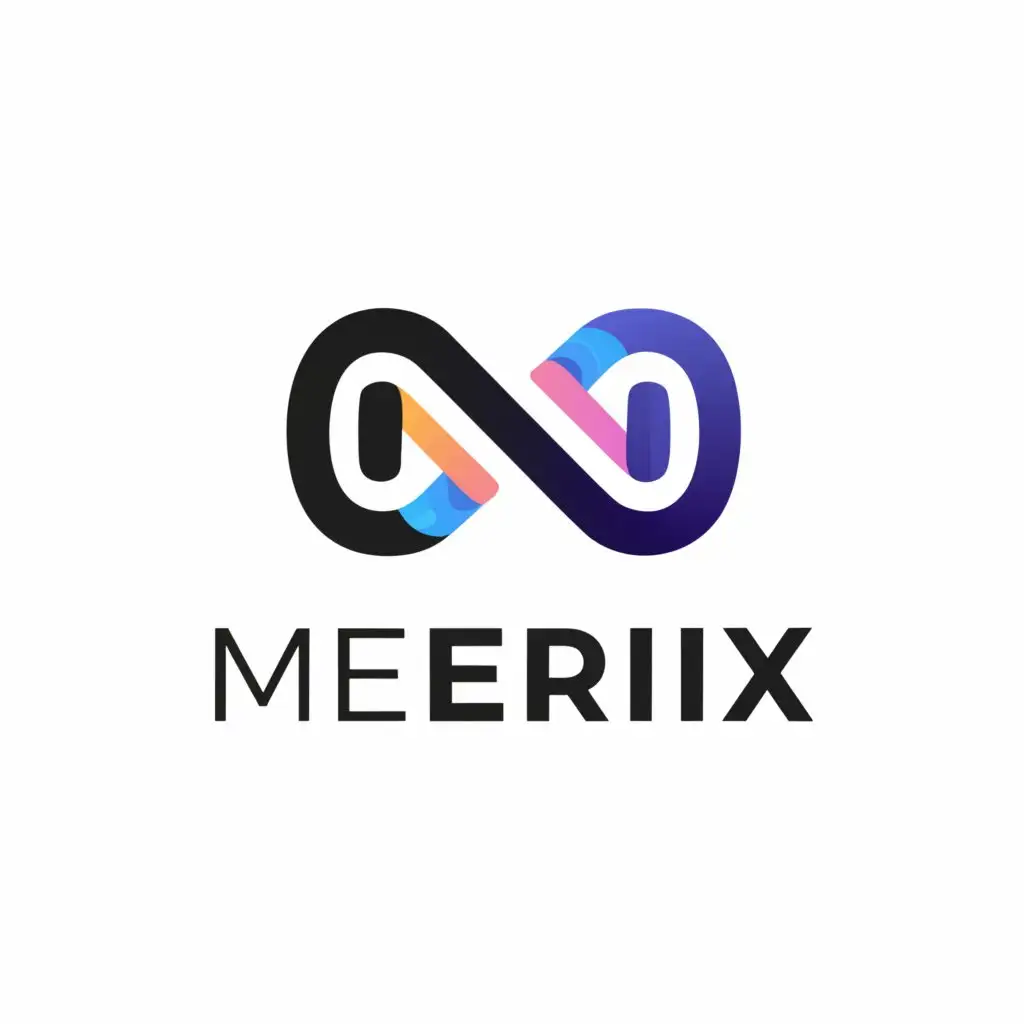 a logo design,with the text "merrix", main symbol:M and infinity blockchain,Moderate,clear background