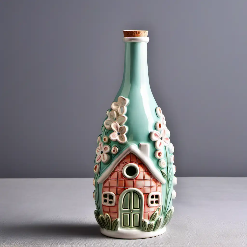 春季陶瓷瓶子造型房子