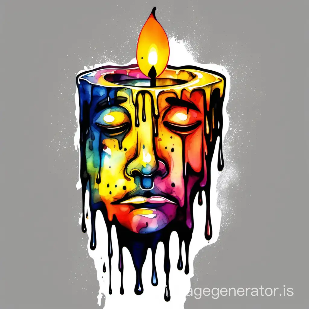 Melting-Candle-Face-Watercolor-Design-for-Tshirt-Print