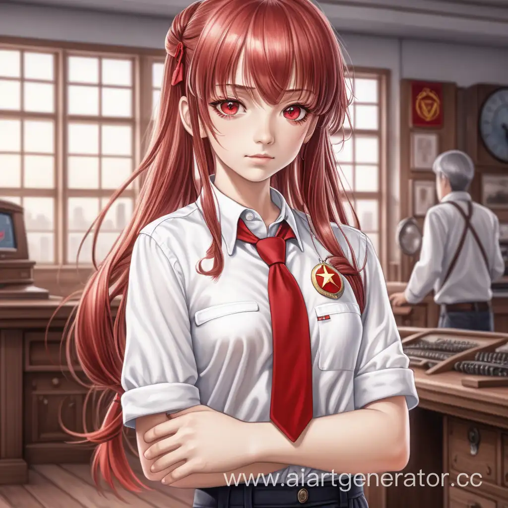Charming-Anime-Pioneer-Girl-with-USSR-Badge-in-Nostalgic-Setting