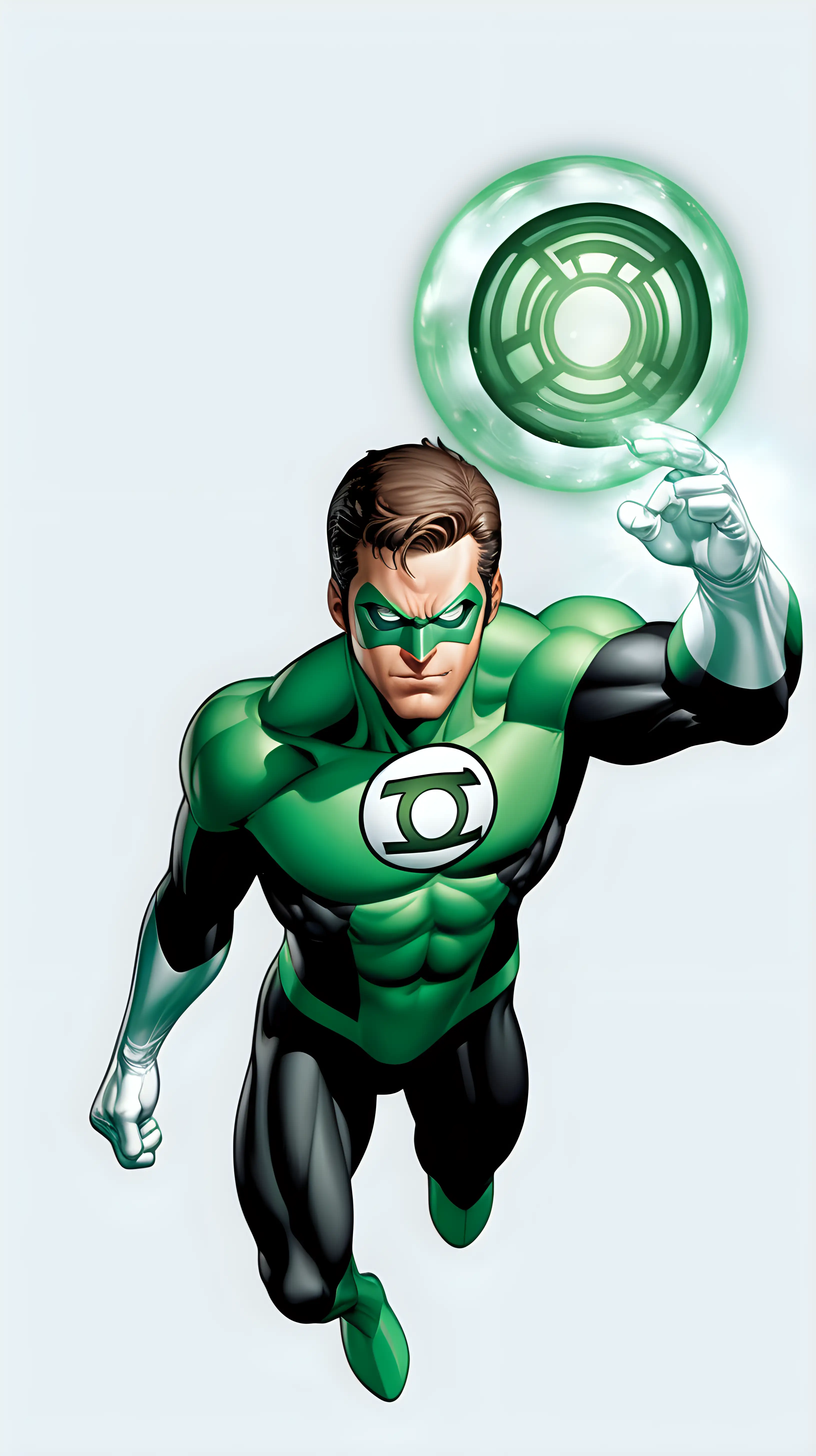 anime green lantern floating in the air with clear background