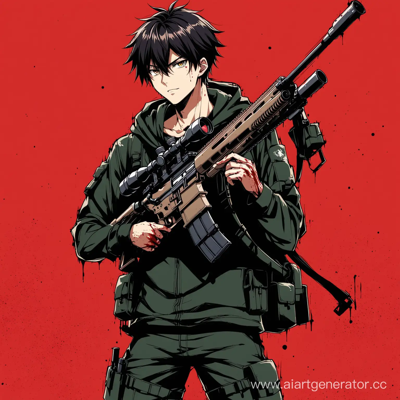 Anime-Sniper-in-Action-20YearOld-Male-with-Rifle-on-Bloody-Urban-Street