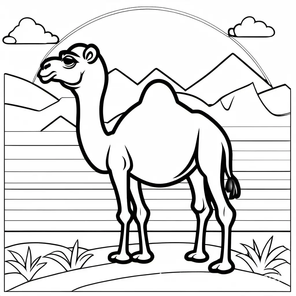 Simple-Camel-Coloring-Page-for-Kids-Black-and-White-Line-Art-on-White-Background