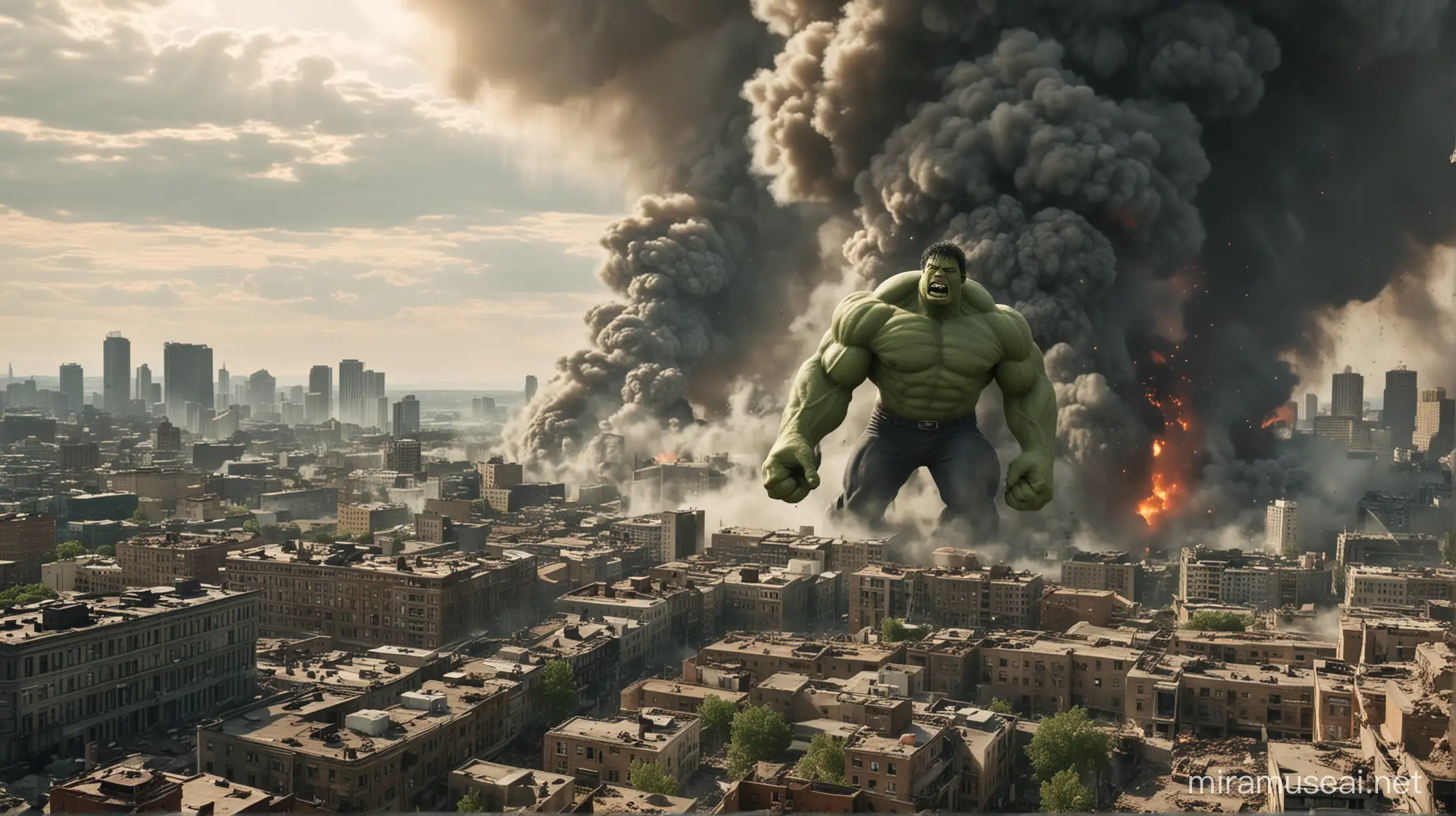 Hulk Rampages Through City Causing Explosive Destruction