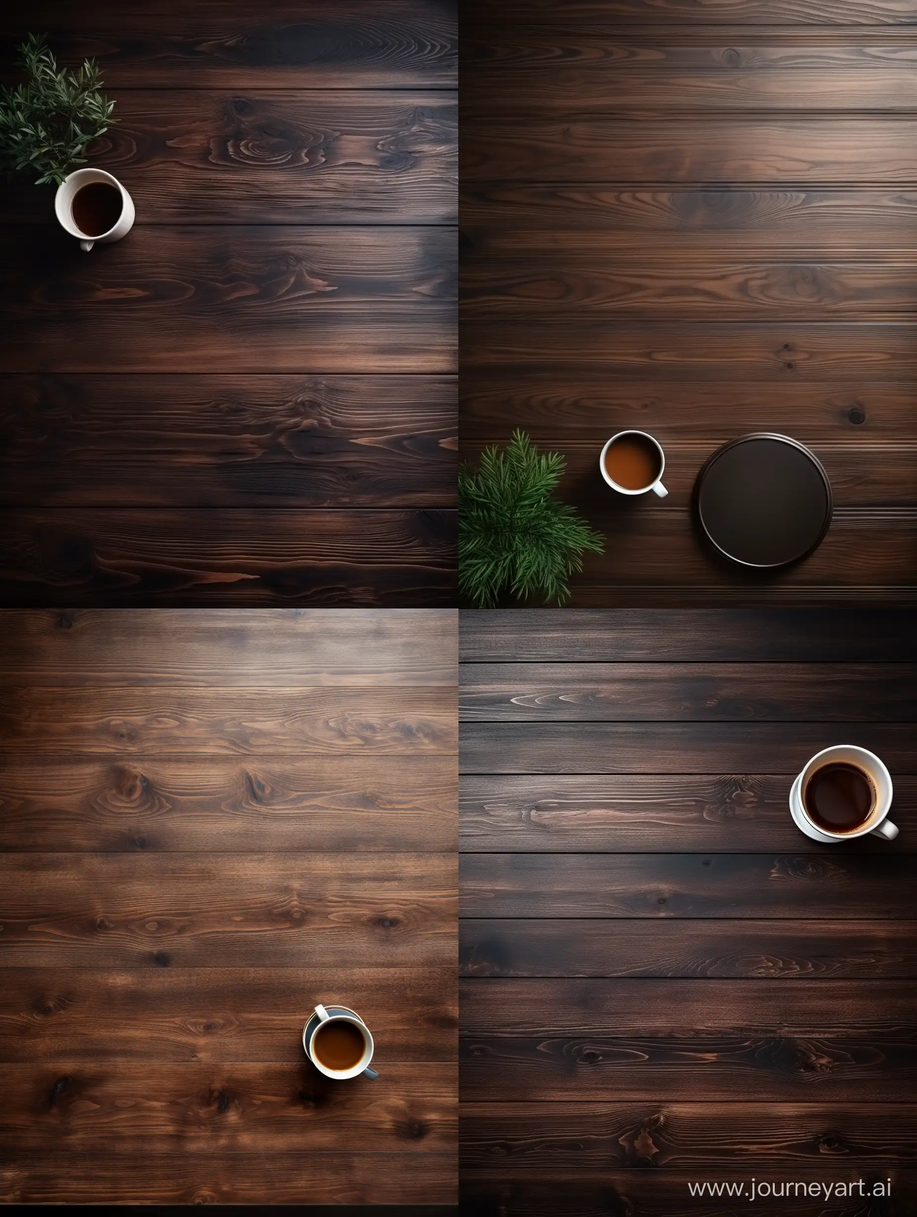 the top of a dark wooden desk, clean surface, top view