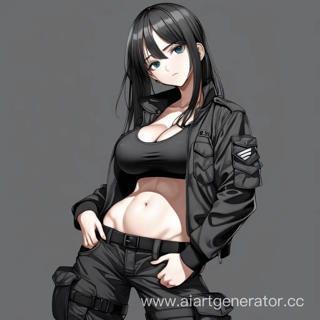 Seductive-Anime-Girl-Flaunting-Military-Style-Outfit-in-Dimly-Lit-Setting