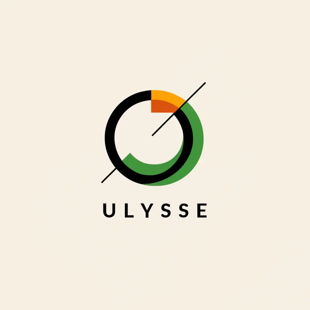 a logo design,with the text "ULYSSE", main symbol:two abstract figures: line and circle in suprematism Malevich style, green color,Minimalistic,clear background