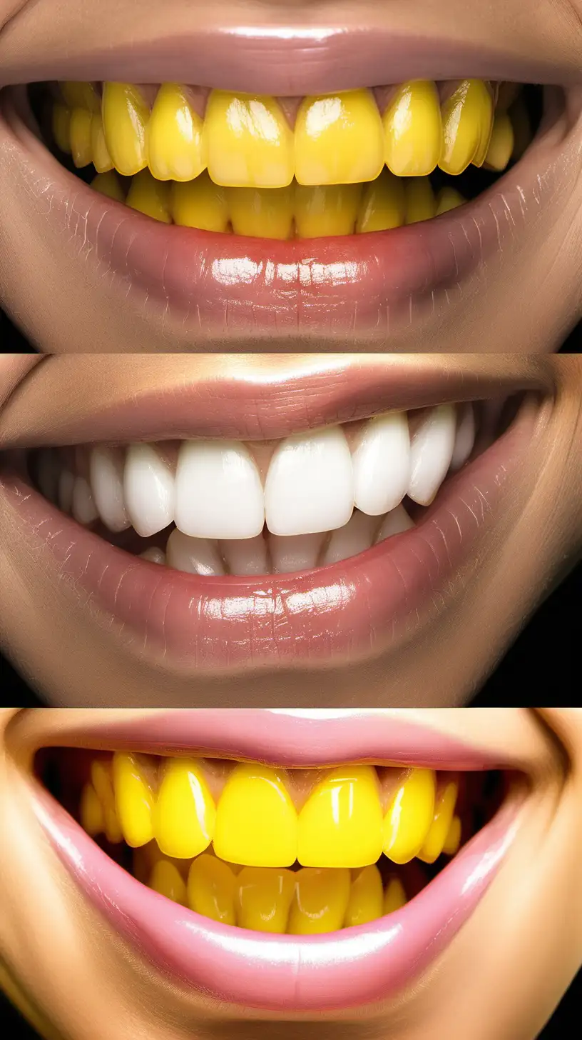 yellow teeth then white bright teeth before and after  
