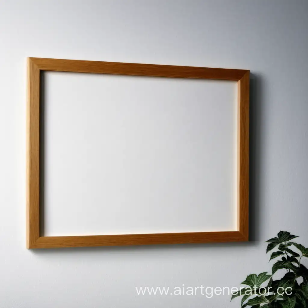 Wooden frame, slightly voluminous, on the wall, on the side