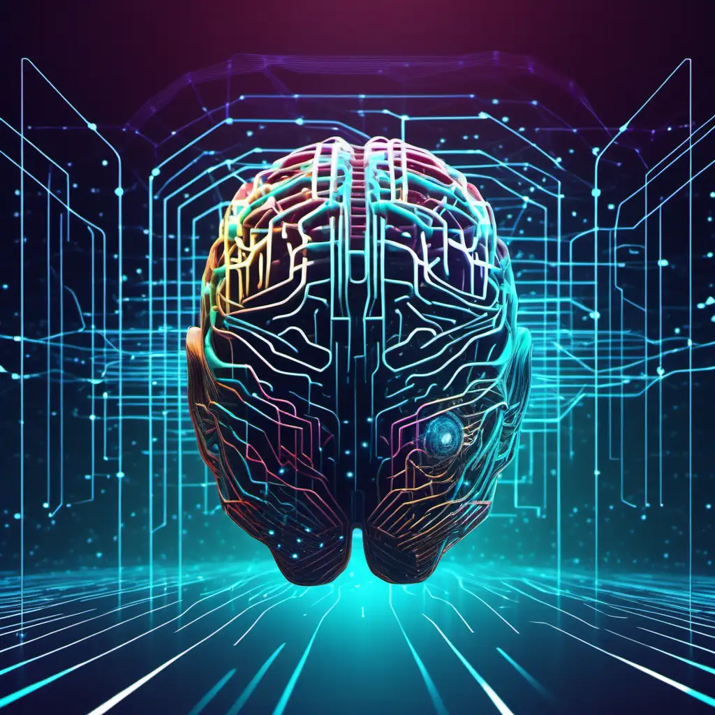 Vibrant AI Brain Neural Network Multidimensional Data Visualization