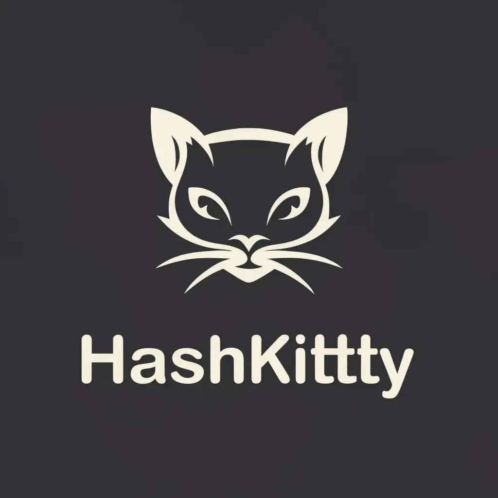 logo, a cat resembling the hashcat logo, with the text "HashKitty", typography, be used in Technology industry