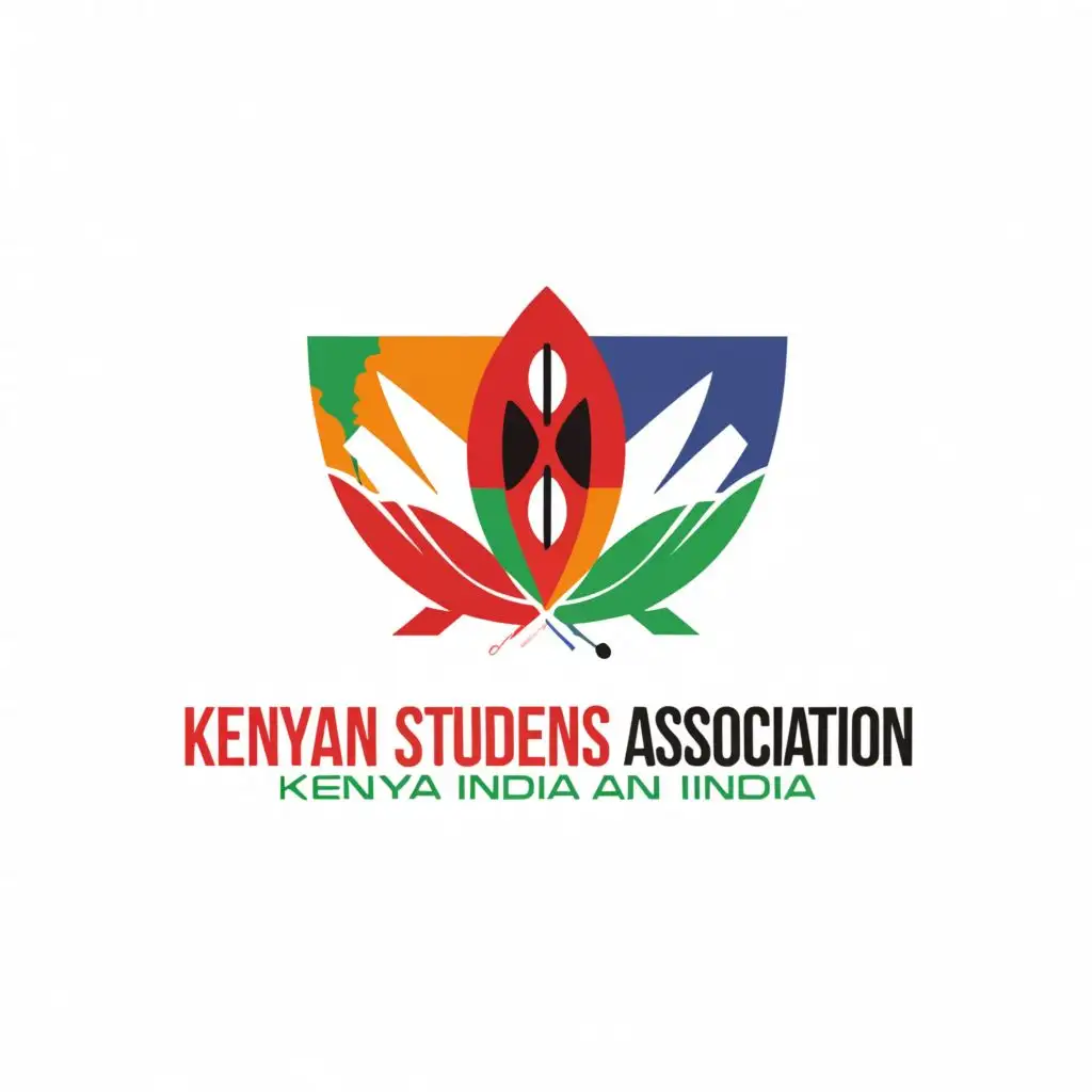 a logo design,with the text "Kenyan Students Association In India", main symbol:kenya and indian flag,Moderate,clear background