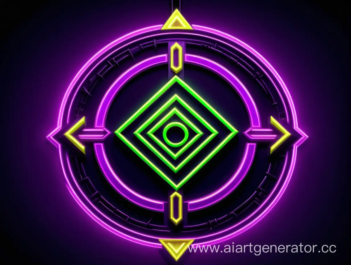 Neon-Arrow-Logo-Symbols-Cyberpunk-Talisman-Pattern-in-Bright-Lime-Yellow-and-Pink-Colors