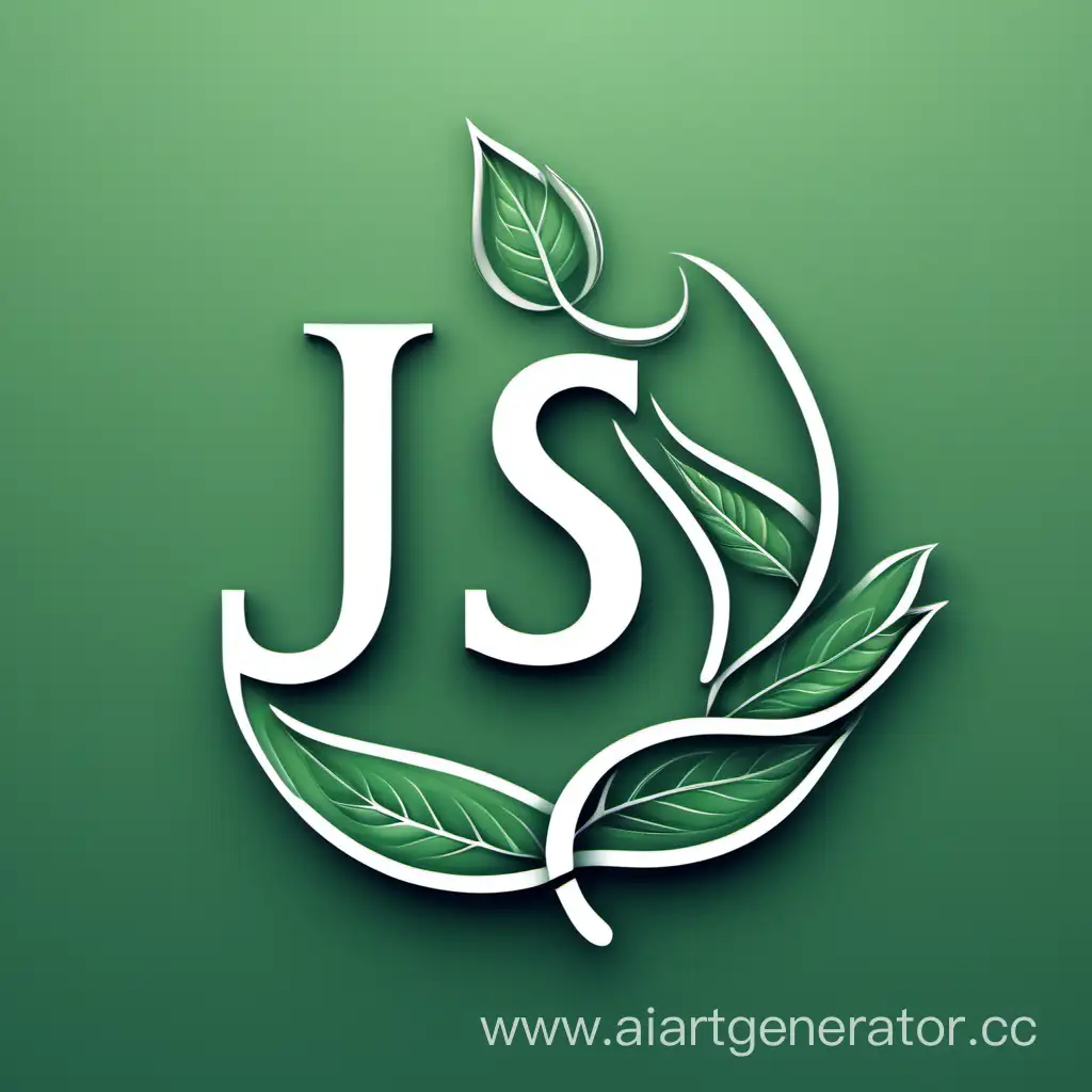 Объединение букв J и S, логотип, контур, листья
