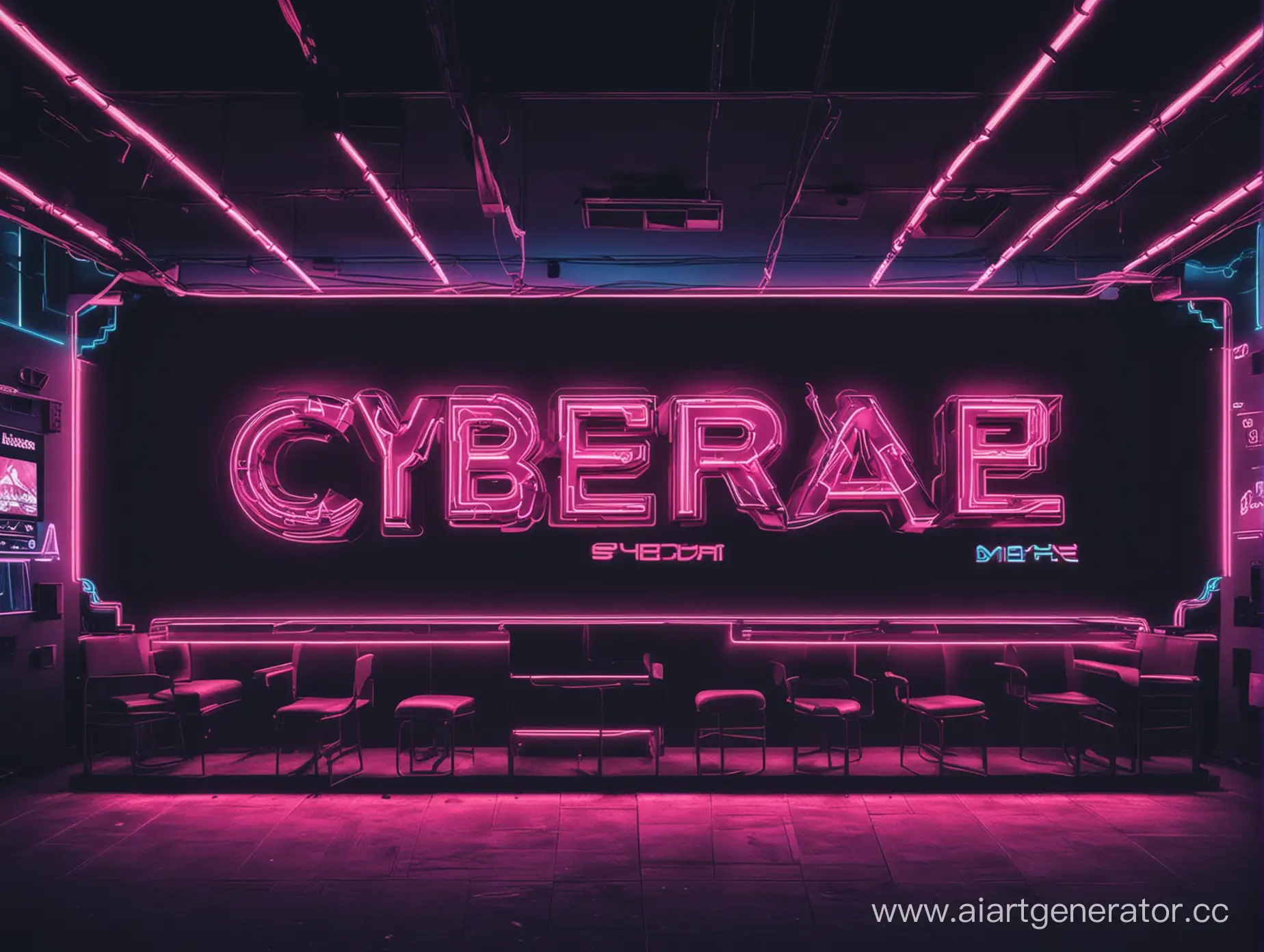 Фотографии должна выглядит как реклама игрового клуба под названием «CyberScape», цвета: чёрный (как основной цвет) неоновые цвета(модно название клуба ) 