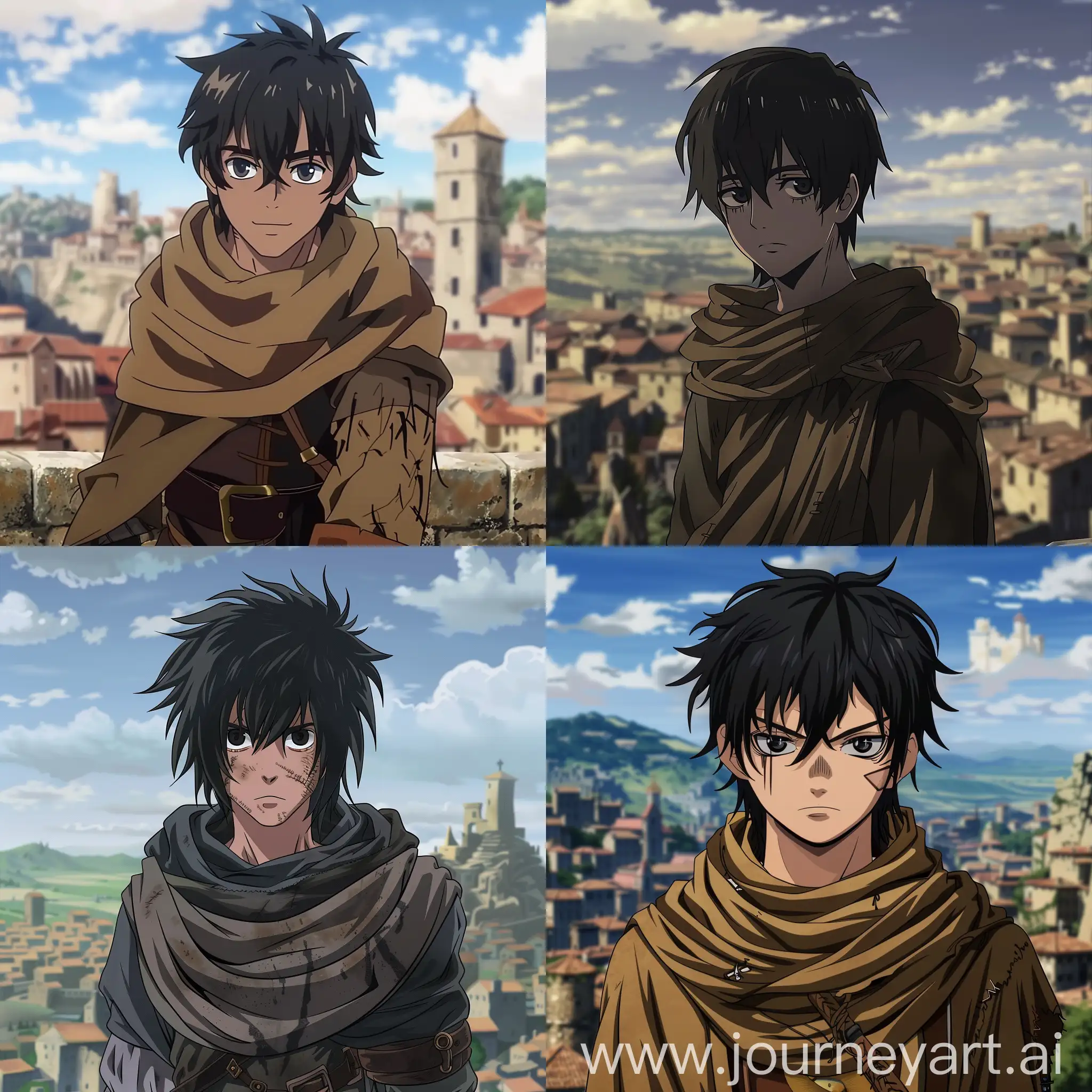 Medieval-Anime-Character-with-Unique-Mark-in-City-Background
