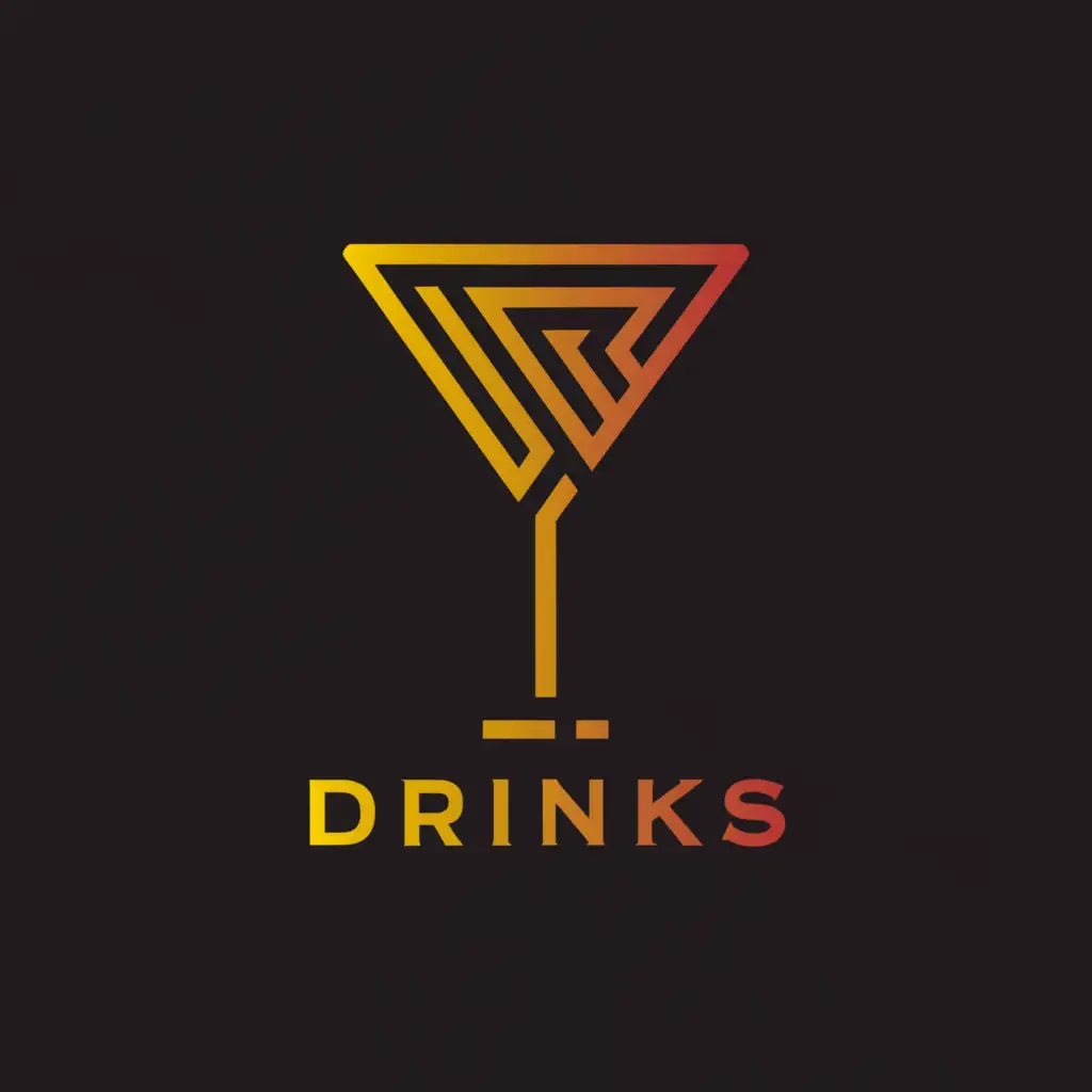 a logo design,with the text 'LD DRINKS', main symbol:Martini Glass,complex,be used in Entertainment industry,red background