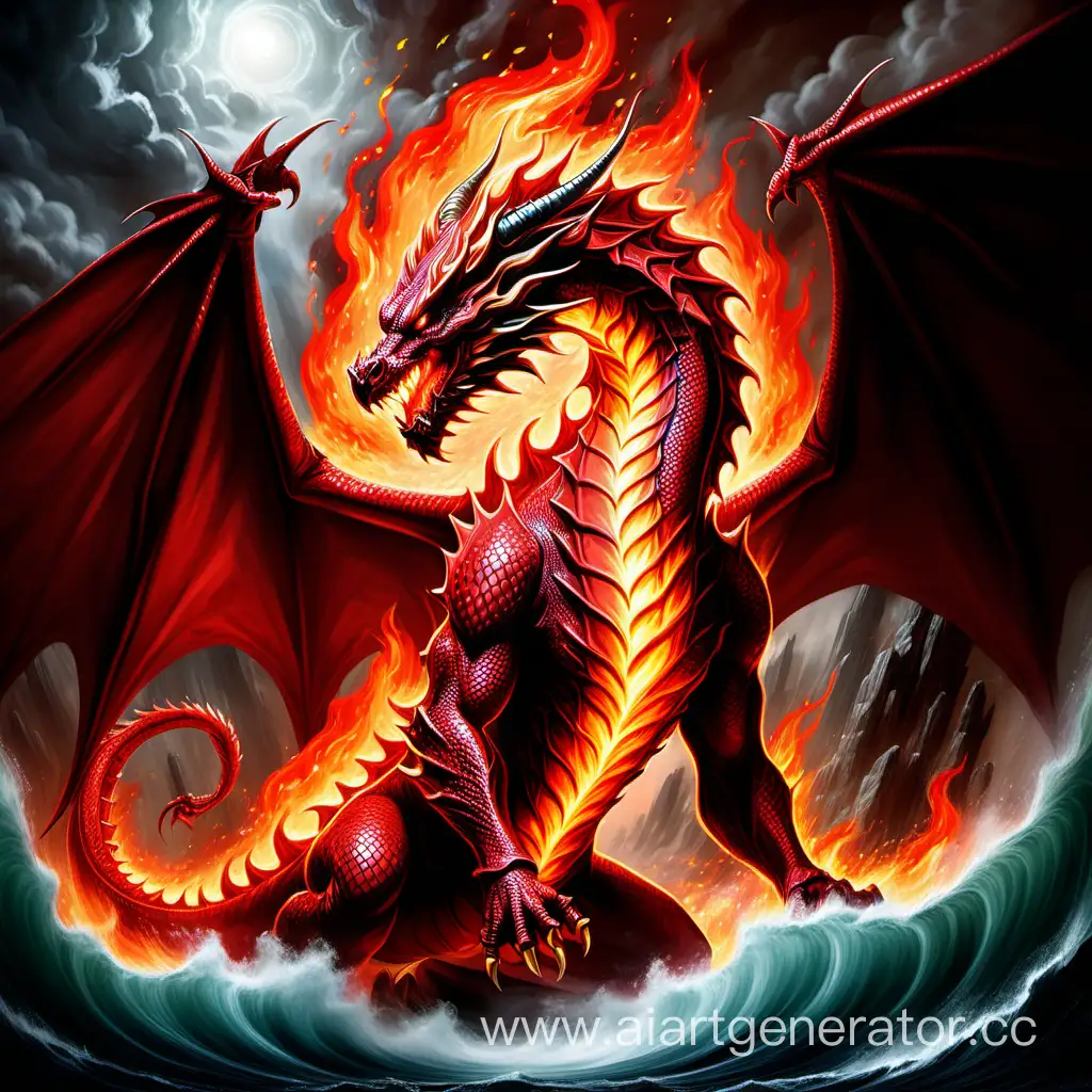 Passionate-Fiery-Dragon-on-a-Mythical-Map-Symbol-of-Creative-Power-and-Protection