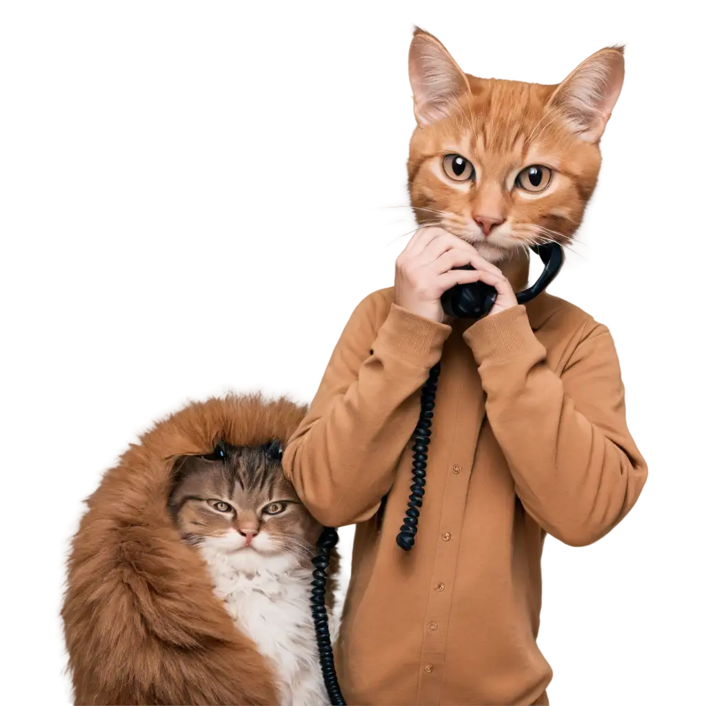 HighQuality-PNG-Image-Clever-Cat-Making-a-Mobile-Call