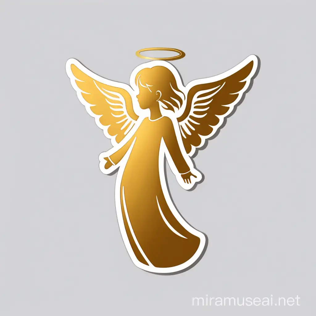 A simple logo in the shape of a girl Angel. Gold. Silhouette. Single color