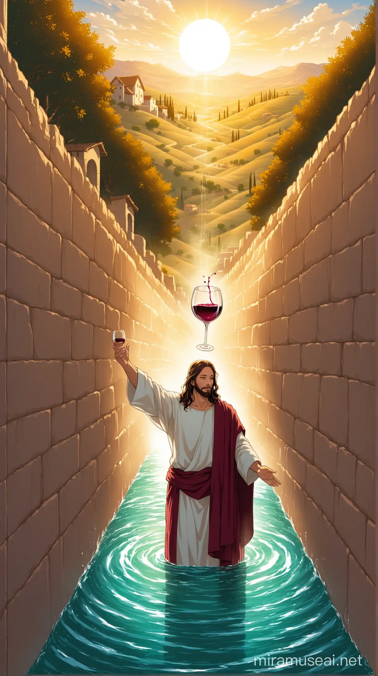 Miracle of Jesus Water into Wine Transformation