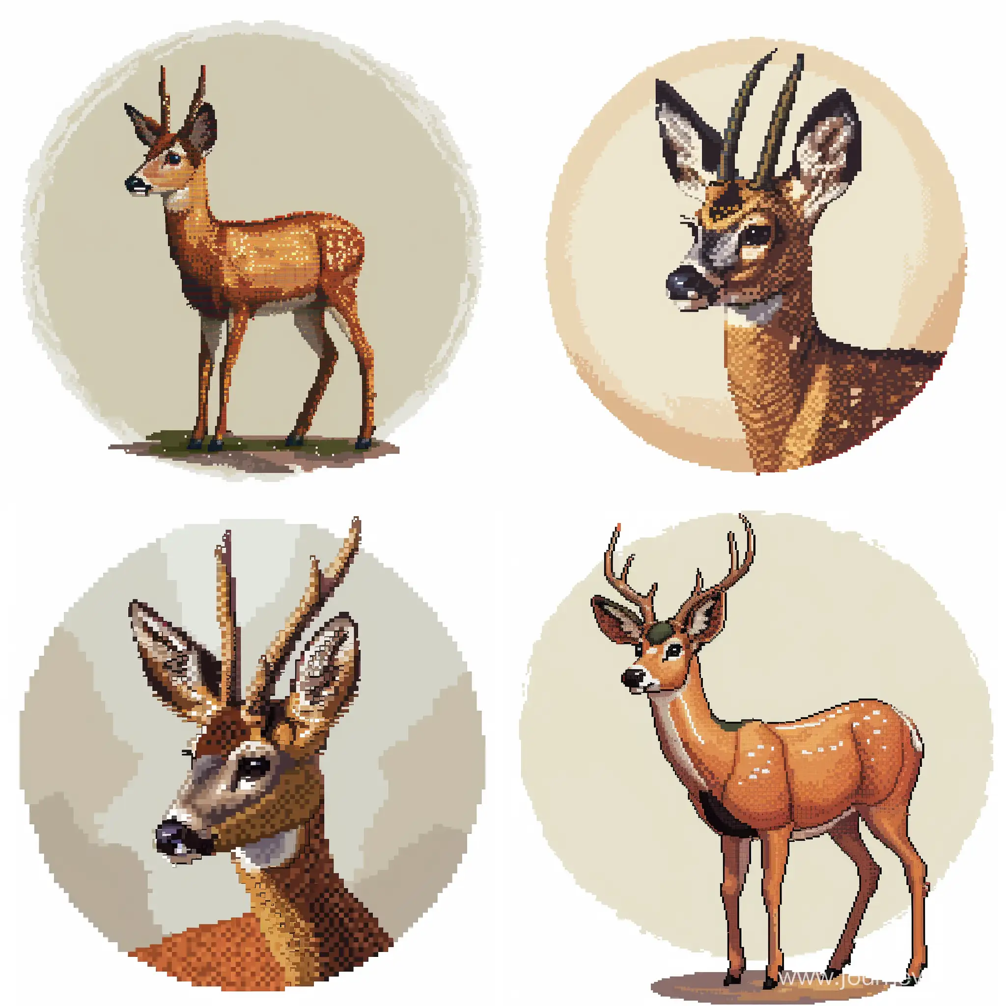 一张狍鹿的像素画，我希望作为头像使用，其中鹿的部分为像素画风，周围被纯色背景包裹在一个圆圈内