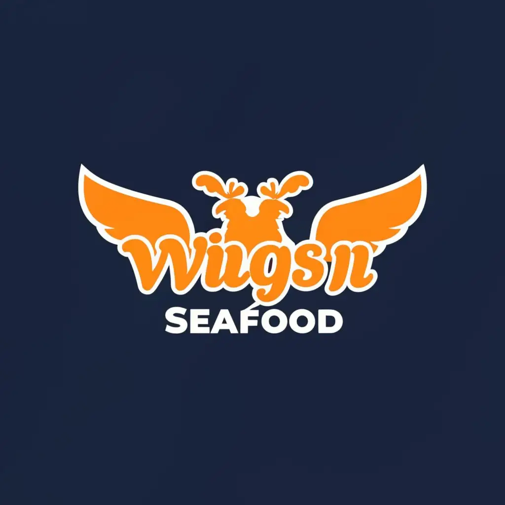 LOGO-Design-For-Wings-n-Seafood-Delicious-Chicken-Wings-Embraced-by-Waves-of-Flavor