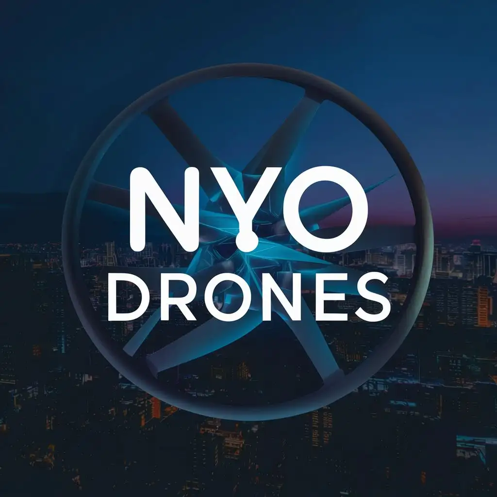 logo, propeller, with the text "NYO Drones", typography, be used in Events industry