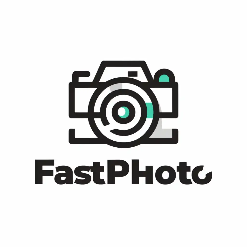 a logo design,with the text "FastPhoto", main symbol:Camera,Minimalistic,clear background